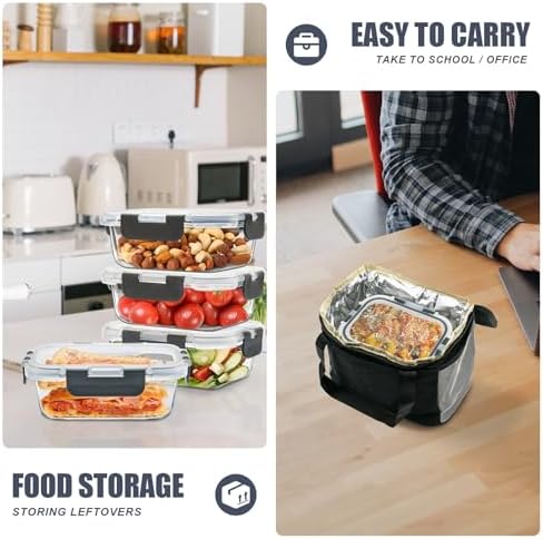 6pack 12oz Small Glass Meal Prep Containers with Airtight Lids