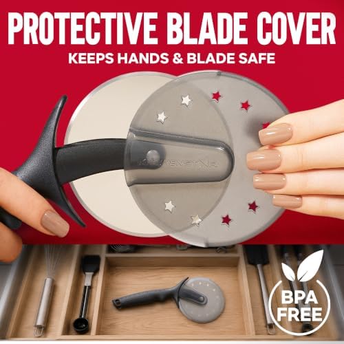 Pizza Cutter Wheel, 304 Stainless Steel Slicer with Blade Cover, 9-Inch