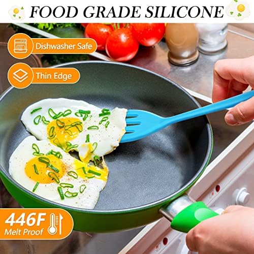 5 Pack Small Silicone Slotted Spatula Turner for Cooking Baking