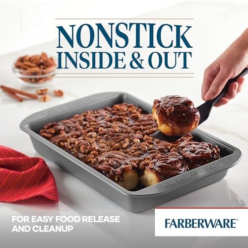 Farberware Nonstick Bakeware Baking Pan/Nonstick Cake Pan,Rectangle - 9 Inch x 13 Inch,Gray,(Pack of 6)