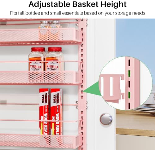 SNTD 8 Tiers Over the Door Organizer, 17" W x 6" D x 69" H, Pink