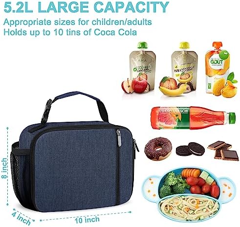 esouler Lunch Box Kids Insulated Lunch Bag for Boys & Girls Durable Children Lunchbox for School with Water Bottle Holder-Blue