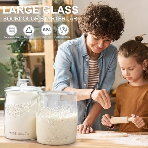 1 Gallon Glass Cookie Jar, Airtight Lid & Wide Mouth Mason Jar