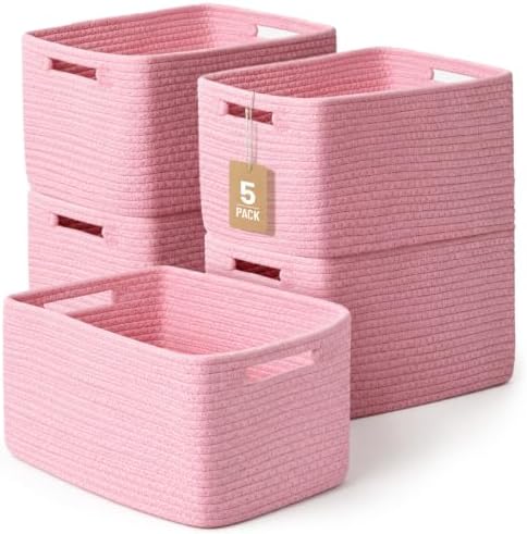 5 Pack Woven Storage Baskets, Decorative Storage Bins for Organizing