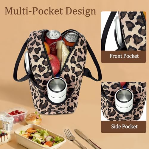 CAMTOP Lunch Box for Women Men Insulated Lunch Bag Lunch Tote Bag Leakproof Thermal Cooler Large Capacity for Travel Work School Picnic (Leopard)