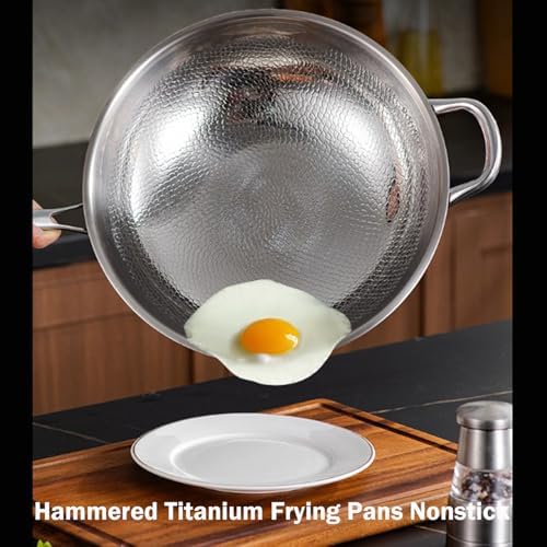 Toutrop Titanium Wok with Lid,Titanium Wok Pan for Cooking,14Inch Non Stick Wok Pan With Steamer Basket,No Coating Titanium Frying Pans,PFAS/PFOA/PTFE Free Cookware