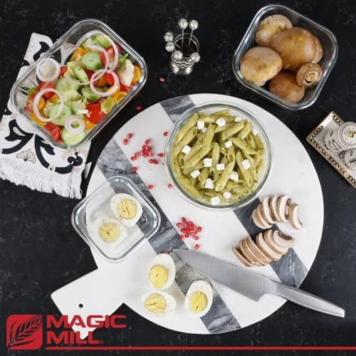 Magic Mill Premium Borosilicate Glass Food Storage Containers with lids Set | 24pc Sets with 12 Bowls & 12 Airtight Locking Lids for Lunch & Meal Prep, Safe for Oven, Freezer, Dishwasher, BPA-Free