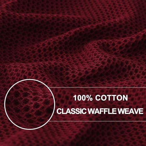 Homaxy 100% Cotton Waffle Weave Kitchen Dish Cloths 8-Pack, Burgundy