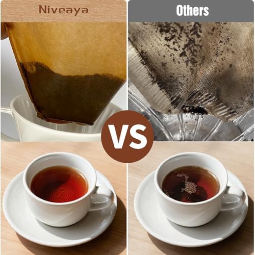 Niveaya Coffee Filters 600 Count, Coffee Filter #4 Cone, Natural Paper Coffee Filter 8-12Cup (natural brown-600pcs, 04)