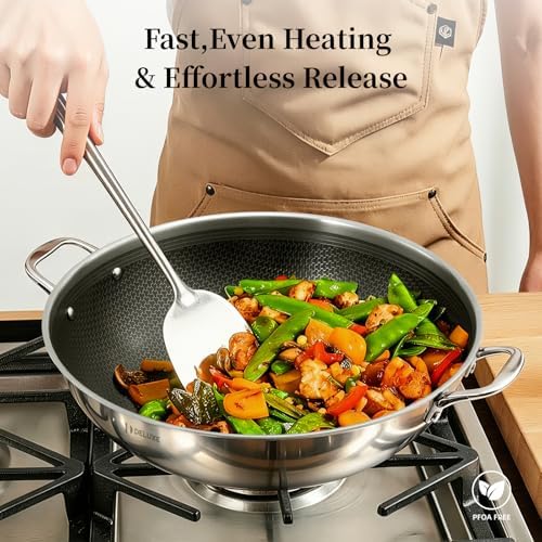 DELUXE 14" Hybrid Ceramic Nonstick Wok & Lid for Home Daily Cooking