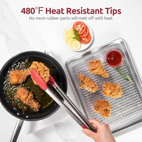 U-Taste Kitchen Tong for Cooking, 480ºF Heat-Resistant Silicone, 16in/Red