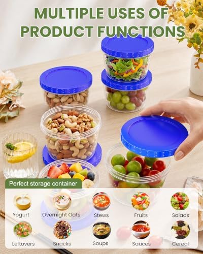 6 Pack-17oz Reusable Freezer Storage Containers, [STURDIER and MORE DURABLE] Airtight Plastic Food Storage Containers with Twist Top Lids, |BPA Free| Stackable | Leakproof| Microwave/Dishwasher Safe