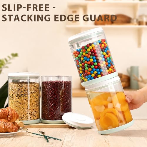 POP Glass Airtight Food-Jar With-Lid - 2.2Qt/2L Clear glass container | Stackable One-Touch Opening | For Cookie, Candy, Sugar, Flour, Nuts，Coffee
