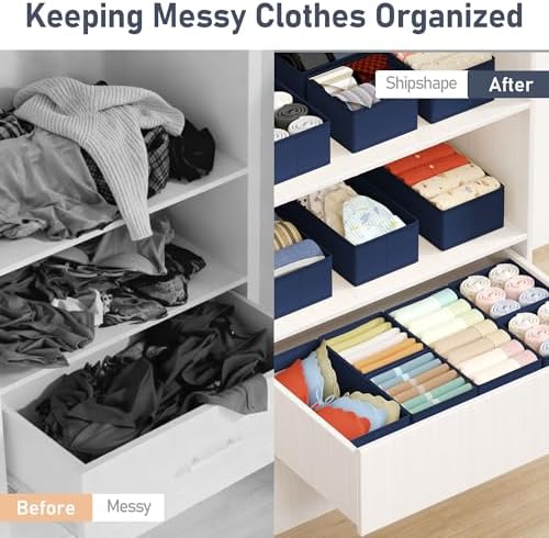 DIMJ Drawer Organizer Clothes Storage - 18 Pack Baby Dresser Organizer for Nursery, Foldable Drawer Dividers for Bedroom Closet Organization, Fabric Storage Bins for Socks, Underwears, Bras