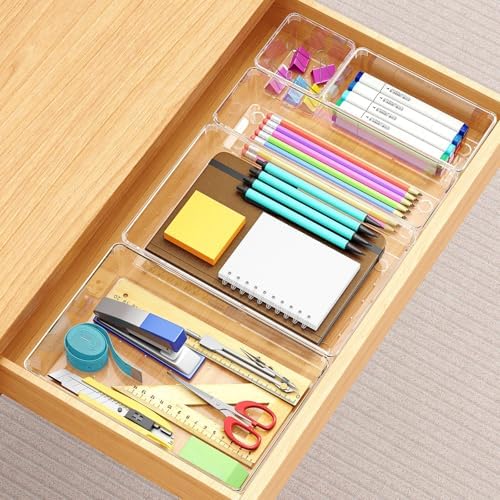Manalete 65 Pcs Clear Plastic Drawer Organizer, Makeup & Vanity Organizer