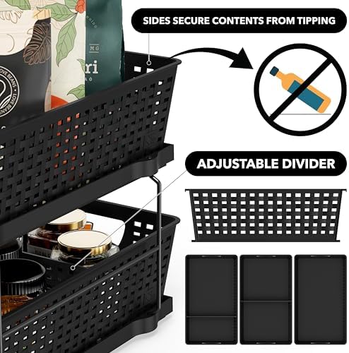 Simple Houseware 2 Tier Pull-Out Sliding Drawer Under Sink Storage, Black