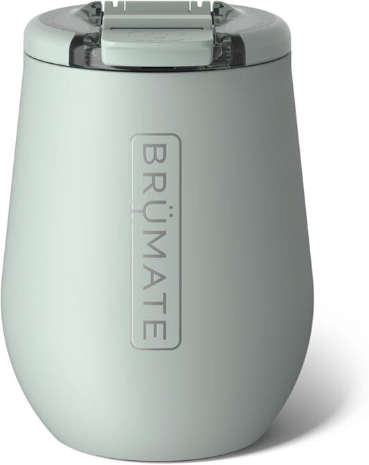 BrüMate Uncork'd 14oz 100% Leakproof Insulated Wine Tumbler | Locking Lid | Insulated Stainless Steel Wine Glass | Perfect For Travel & Outdoors | BPA-Free (Sage)