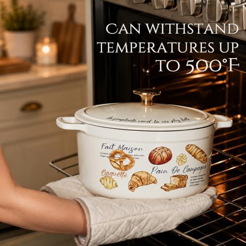 CAROTE Enameled Cast Iron Dutch Oven, 5QT Pot with Lid & Gift Box