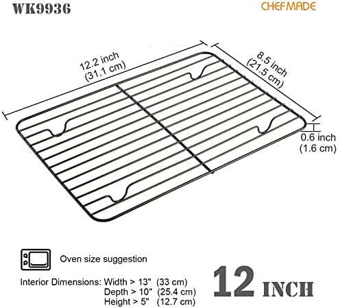 CHEFMADE Baking and Cooling Rack, Nonstick 12.2-Inch Rectangle Wire Rack Bakeware