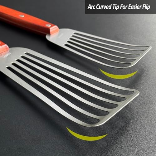 Fish Spatula Turner, Stainless Steel Slotted Spatulas Set - 3"x6"+4"x8"