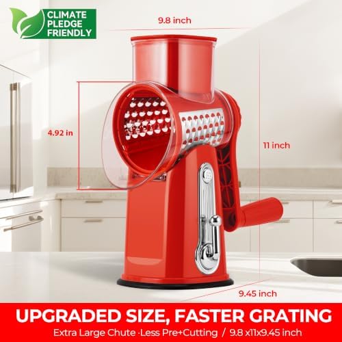 SUSTEAS Rotary Cheese Grater 5 Blades,Kitchen Mandoline Vegetable Slicer