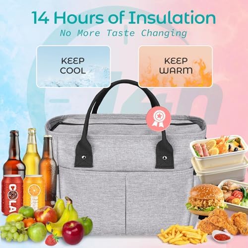 KIPBELIF Cute&Classy Roomy Insulated Lunch Bags for Women - Stylish & Functional Large Tote Adult Lunch Box for Working & Picnic