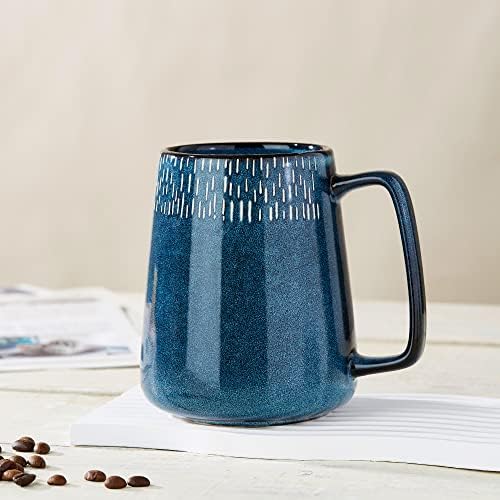 24 oz Large Ceramic Coffee mugs, Extra Large Cup, Big Handle (star blue)