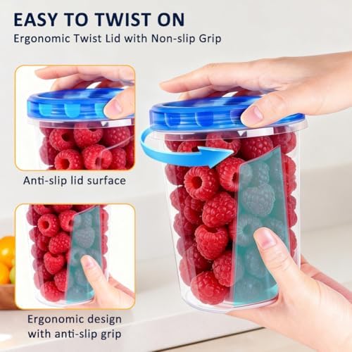 8 Pack 34oz Soup Freezer Storage Containers with Twist Lids for Meal Prep