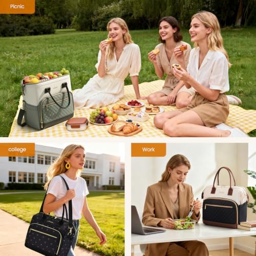 LOVEVOOK Lunch Bag Women, Insulated Lunch Box for Women with Cup Holder