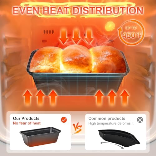 HONGBAKE Mini Loaf Pan for Baking Bread, 6 x 3.3 x 2 In Nonstick Small Banana Bread Tins Set of 3, Tiny Carbon Steel Meatloaf Pan - Dark Grey