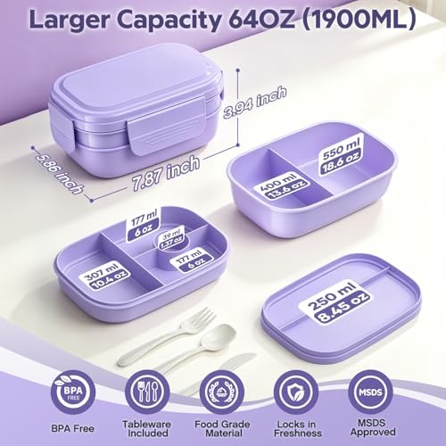 Bento Box Adult with Insulated Lunch Bag - 3 Stackable Leak-Proof Lunch Box