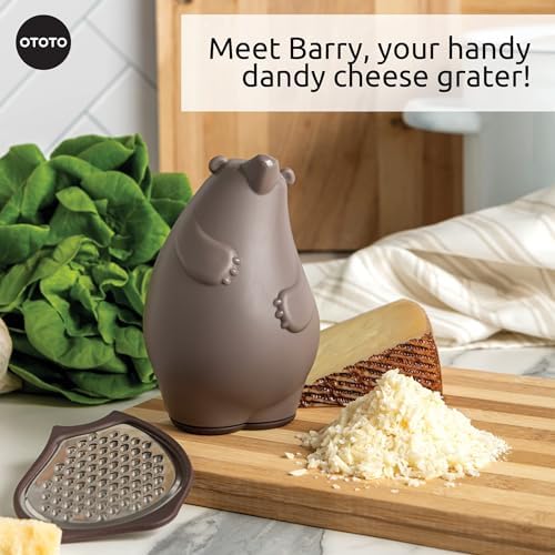 OTOTO Grater - Stainless Steel, BPA Free, Dishwasher Safe, Fun Kitchen Gadget, Vegetable Shredder, Cute Kitchen Gifts & Accessories (Barry The Bear Cheese Grater, Brown)