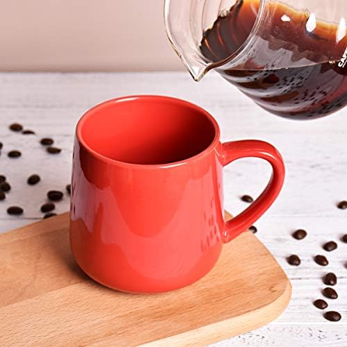 Bosmarlin Glossy Ceramic Coffee Mugs Set of 2, Tea Cup for Office and Home, 18 oz, Suitable for Dishwasher and Microwave(Red, 2)
