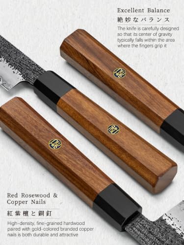 HOSHANHO 7 Pcs Knife Set with Magnetic Knife Block, Ultra Sharp Knife Set