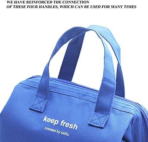 Mziart Insulated Lunch Bag Simple Cooler Cute Lunch Box for Women Men, Blue
