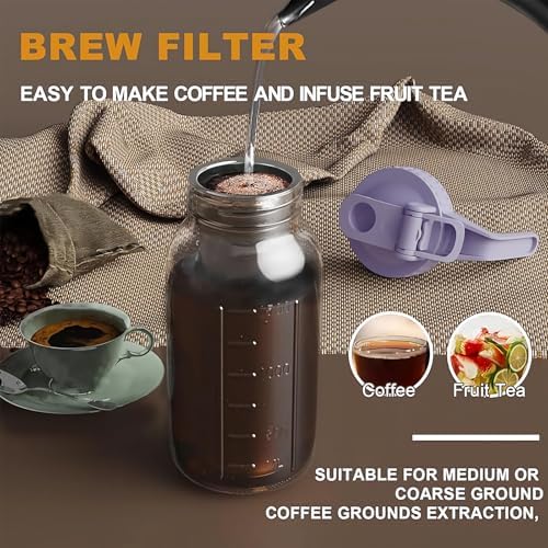 JunVpic Cold Brew Coffee Maker, 64 oz Glass Mason Jar Pitcher