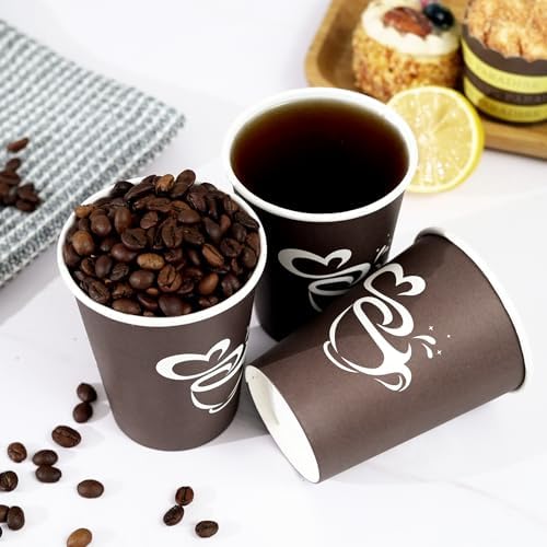Clawsoff 400 Count 8 oz Paper Coffee Cups Disposable Hot Coffee Cups Brown