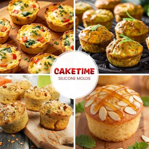 CAKETIME Silicone Muffin Pans for Air Fryer, Oven Baking Nonstick