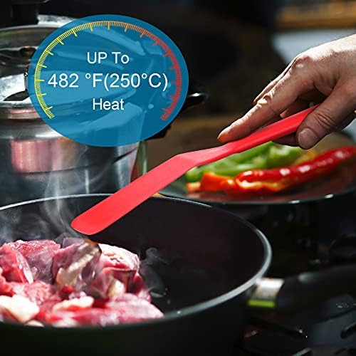 Zopeal 2 Pcs Crepe Spatula Narrow Silicone Long Non Stick, Red, Black