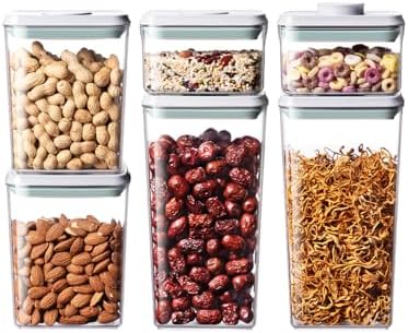 Pop Food Storage Containers Set, 6Pcs Airtight Containers with Lids for Kitchen Pantry Organizers and Storage,One Button Opening BPA-Free Food Containers for Cereal Flour Sugar(0.6, 1.3, 1.9Qt)*2