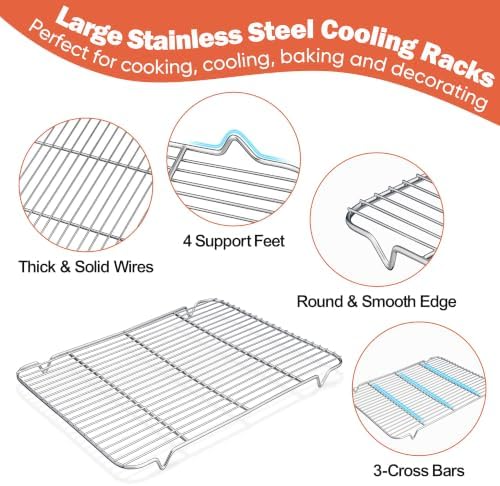 Homikit 2 Pack Cooling Racks, 18.9 * 12.6 Inch XL Stainless Steel Baking Rack for Cooking