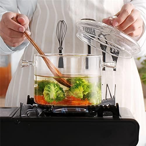 Clear Glass Simmer Pot for Stove Potpourri Cooking Saucepan with Cover Cookware Set Heat-Resistant Stovetop Pot And Pan with Lid, Soup, Milk, Baby Food,Fruit and Spices 1.5L/ 50 FL OZ