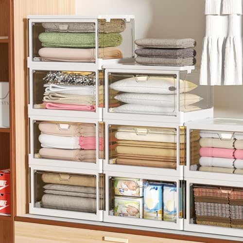 Kmiectse Clear Storage Bins with Lids 3 Pack 【Stackable & Sturdy】