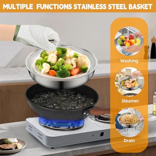 AOSION 13'' Nonstick Wok, Woks & Stir-Fry Pans with Lid and Steamer Basket