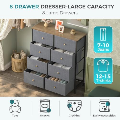 OLIXIS 8 Drawer Storage Dresser for Bedroom, Closet Organizers Units