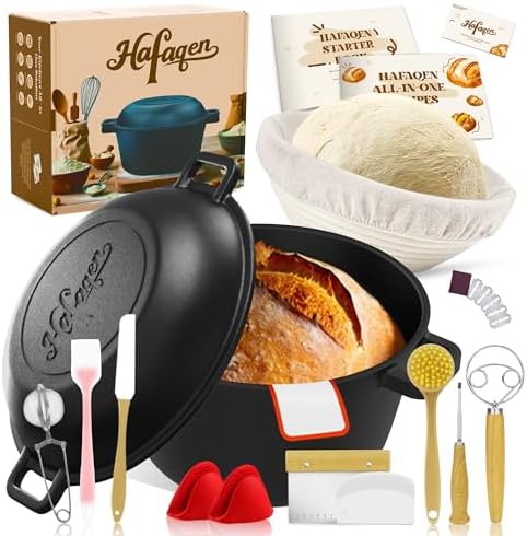Cast Iron Dutch Oven Pot for Bread Baking 5QT,with Skillet Lid Cooking Pan