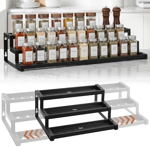 Expandable Spice Rack Organizer for Cabinet, Supports 17.6 lbs Per Tier