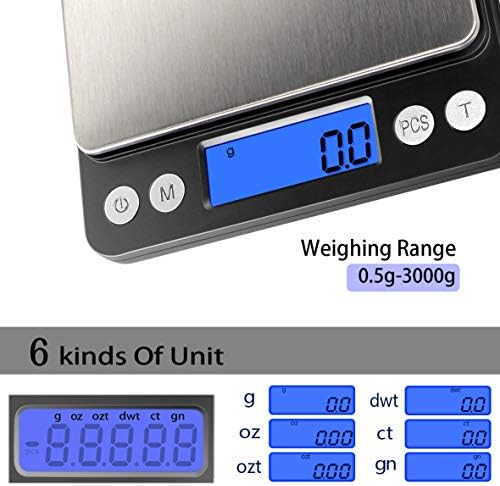 Fuzion Small Gram Scale 3000g, Digital Kitchen Food Scale, Gram and Ounce