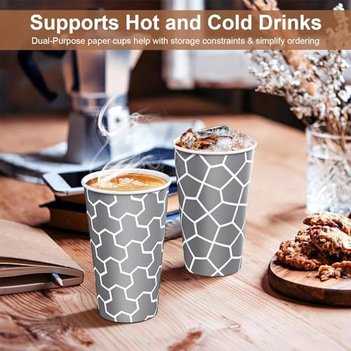16 oz Paper Cups 180 Pack, Insulated Disposable Hot Cups
