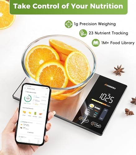 Atogou Smart Food Kitchen Scale with Nutrition Calculator, Color Display